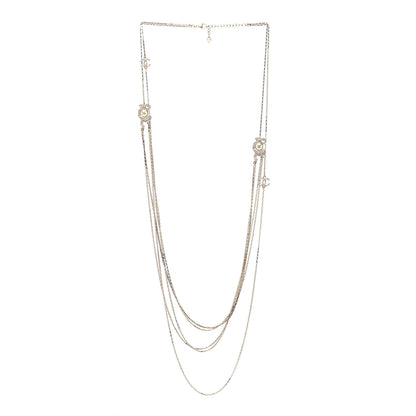 Chanel Crystal Pearl CC Long Multistrand Necklace Light Gold 3 of 6