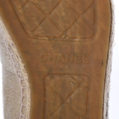 Chanel Toile Sequin CC Espadrilles 39 Beige Black 9 of 13