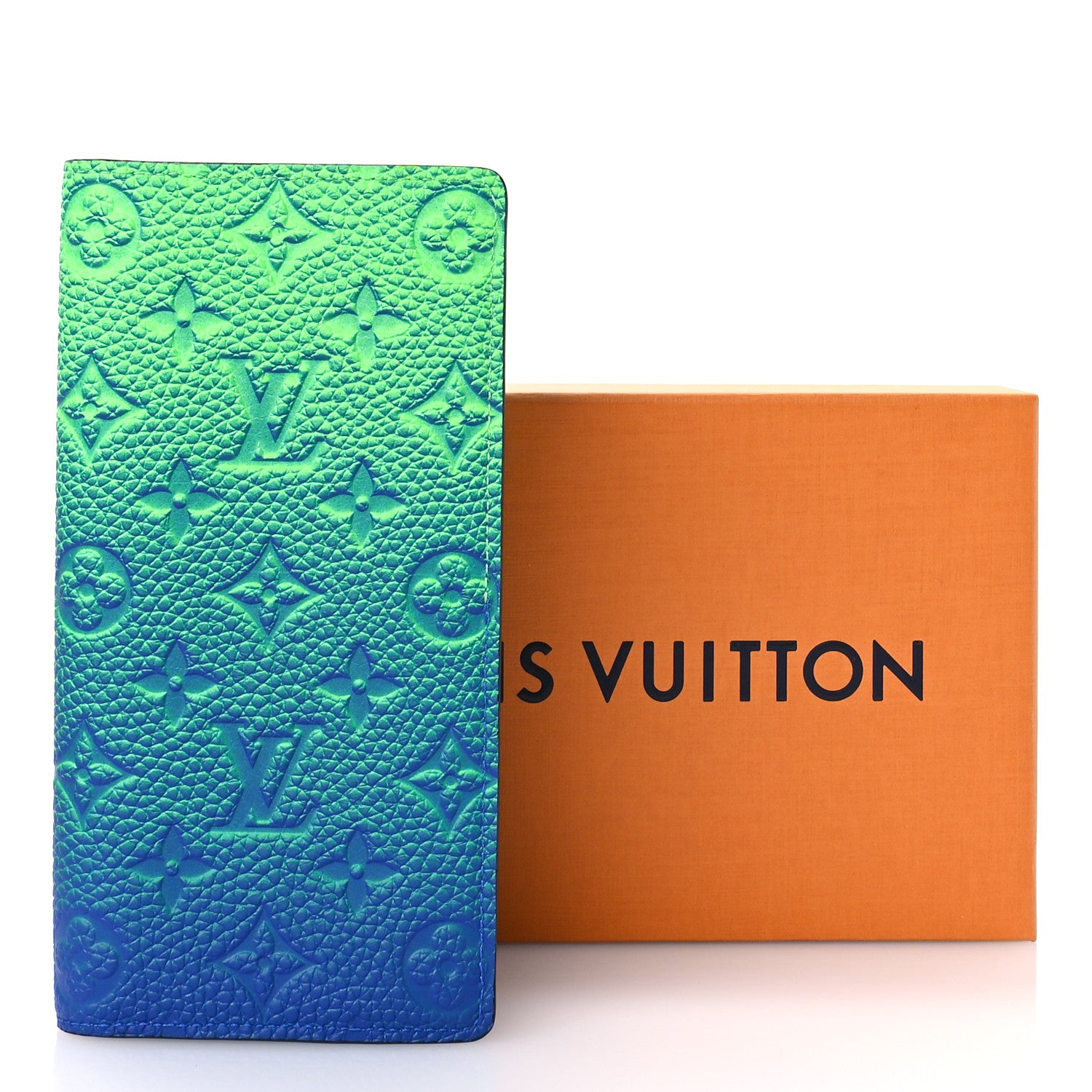 Louis Vuitton Taurillon Illusion Brazza Wallet Bleu Vert 7 of 7