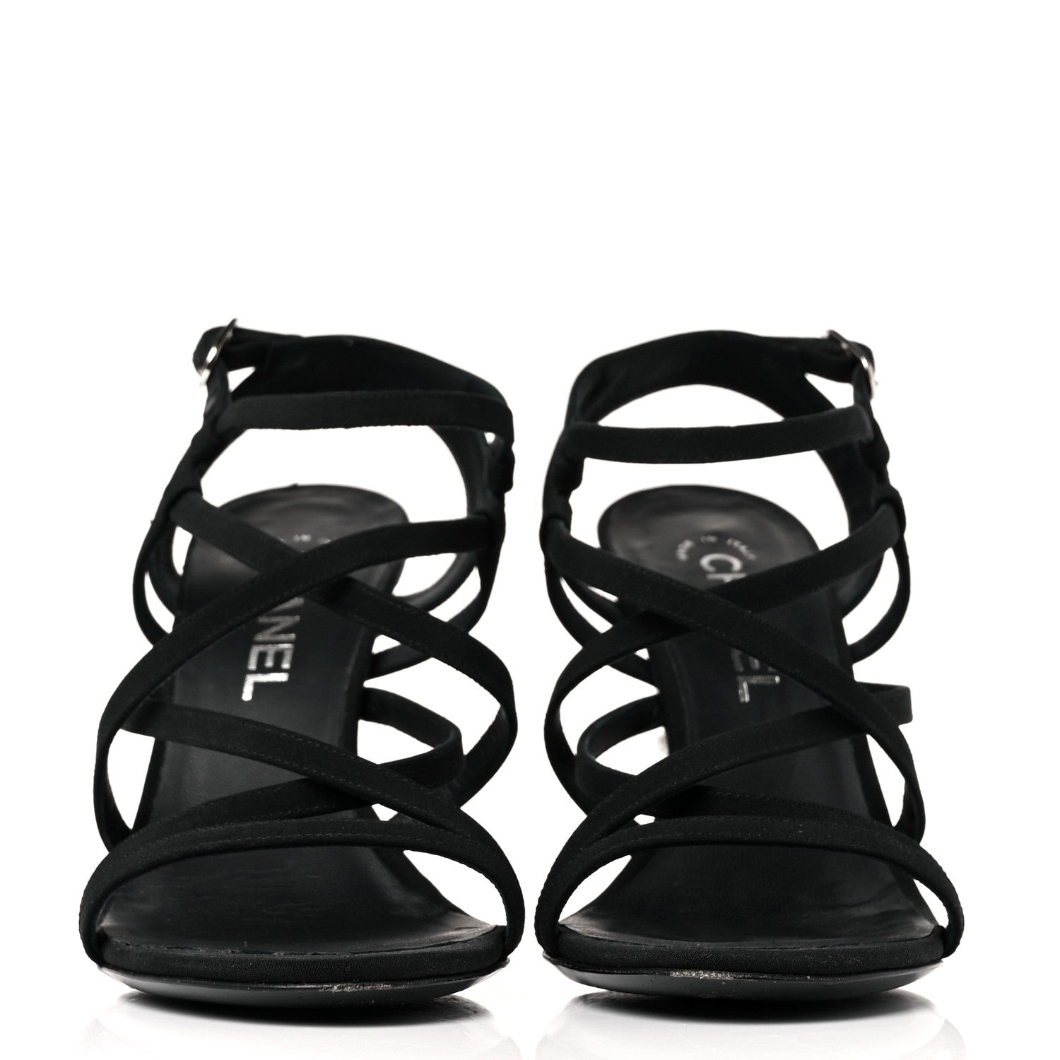 Chanel Suede Pearl Sandals 38 Black 2 of 7