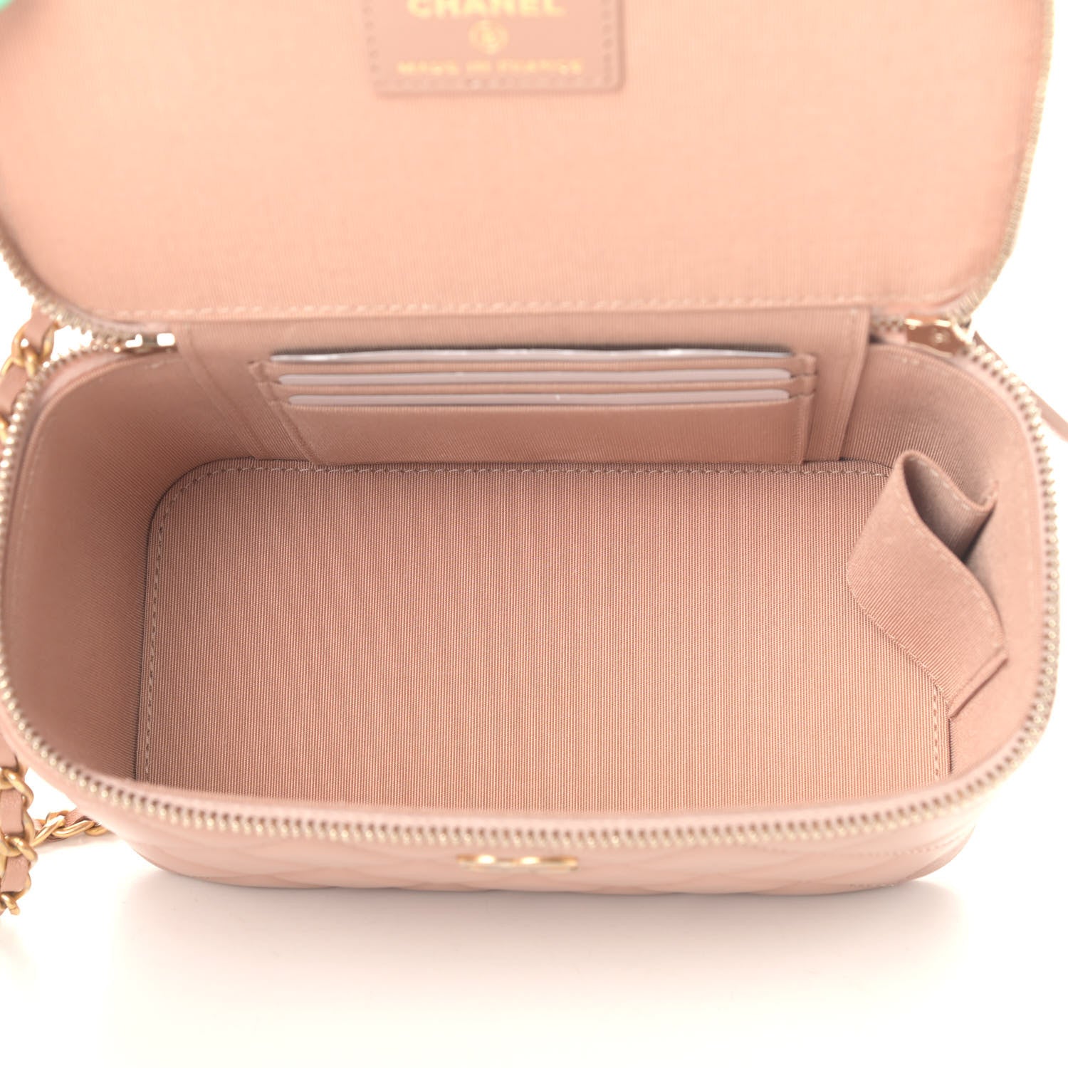 Chanel Lambskin Quilted Small Top Handle Vanity Case With Chain Beige 4 of 4