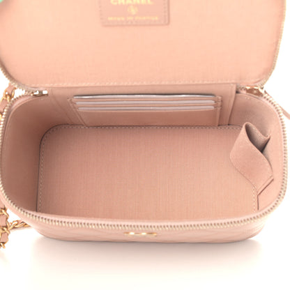 Chanel Lambskin Quilted Small Top Handle Vanity Case With Chain Beige 4 of 4