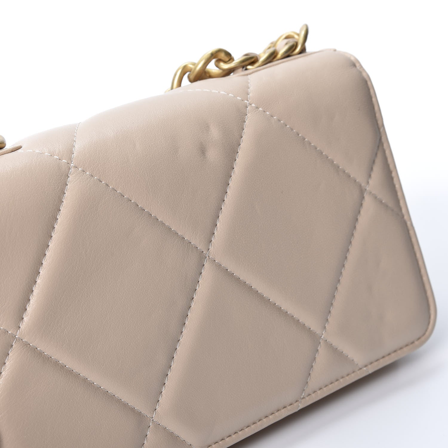 Chanel Goatskin Quilted 19 Wallet On Chain WOC Light Beige 7 of 12