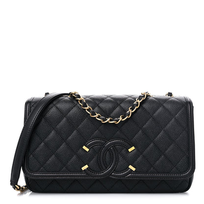 Chanel Caviar Quilted Medium CC Filigree Flap Black 1 of 11
