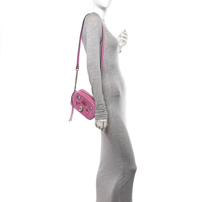 Gucci Velvet Matelasse Marquise Crystals Mini GG Marmont Chain Shoulder Bag Malva 2 of 10