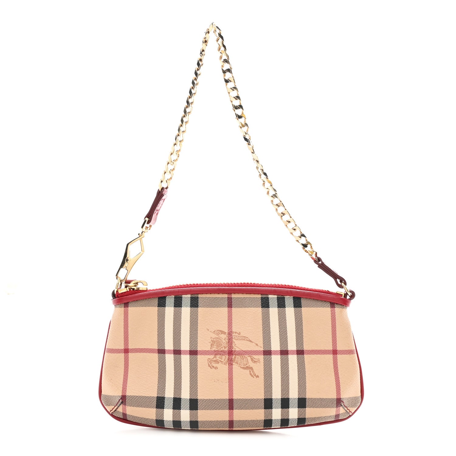 Burberry Haymarket Check Clara Pochette Military Red 1819126