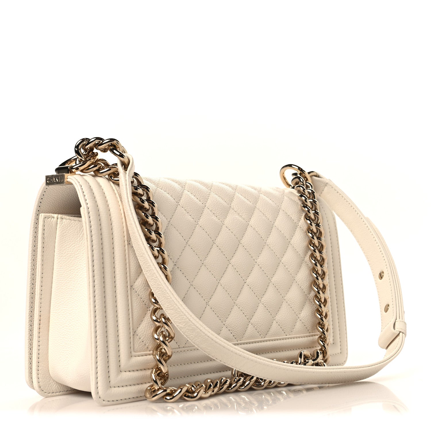 Chanel Caviar Quilted Medium Boy Flap White 3 of 11