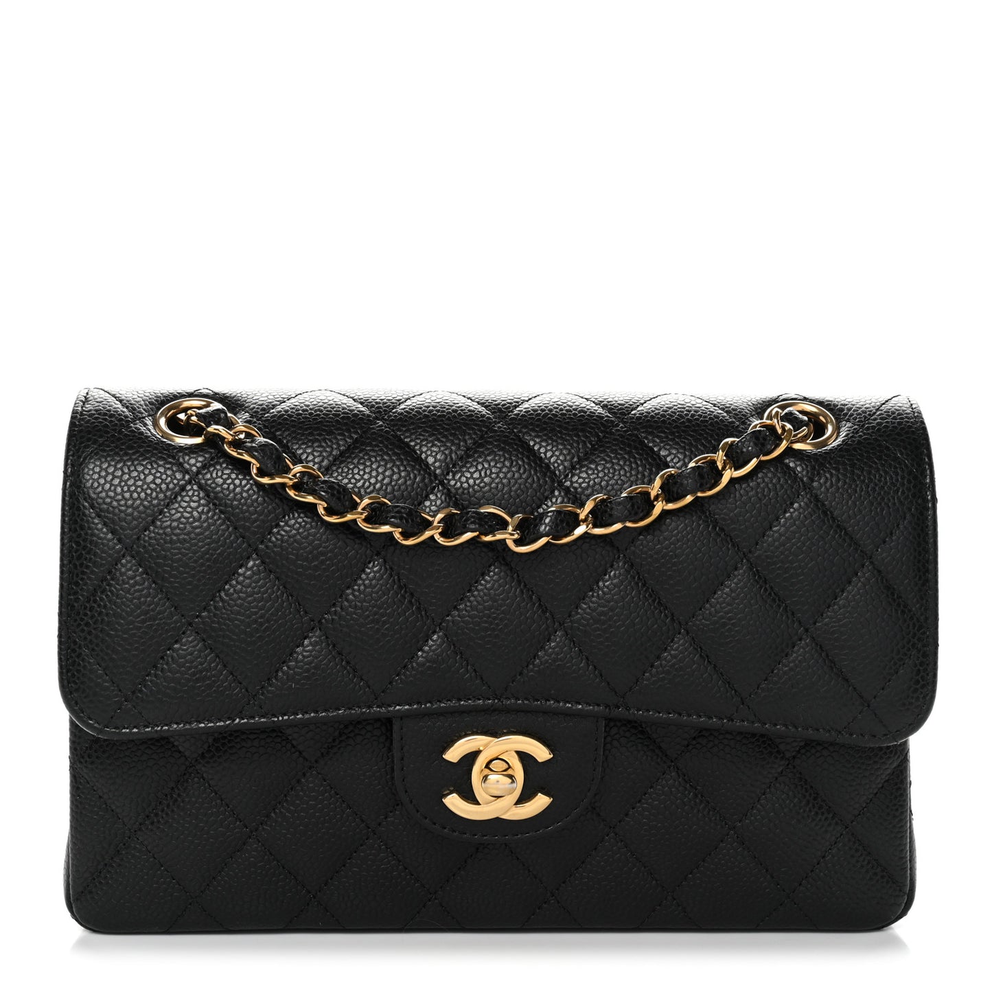 Caviar Quilted Small Double Flap Black