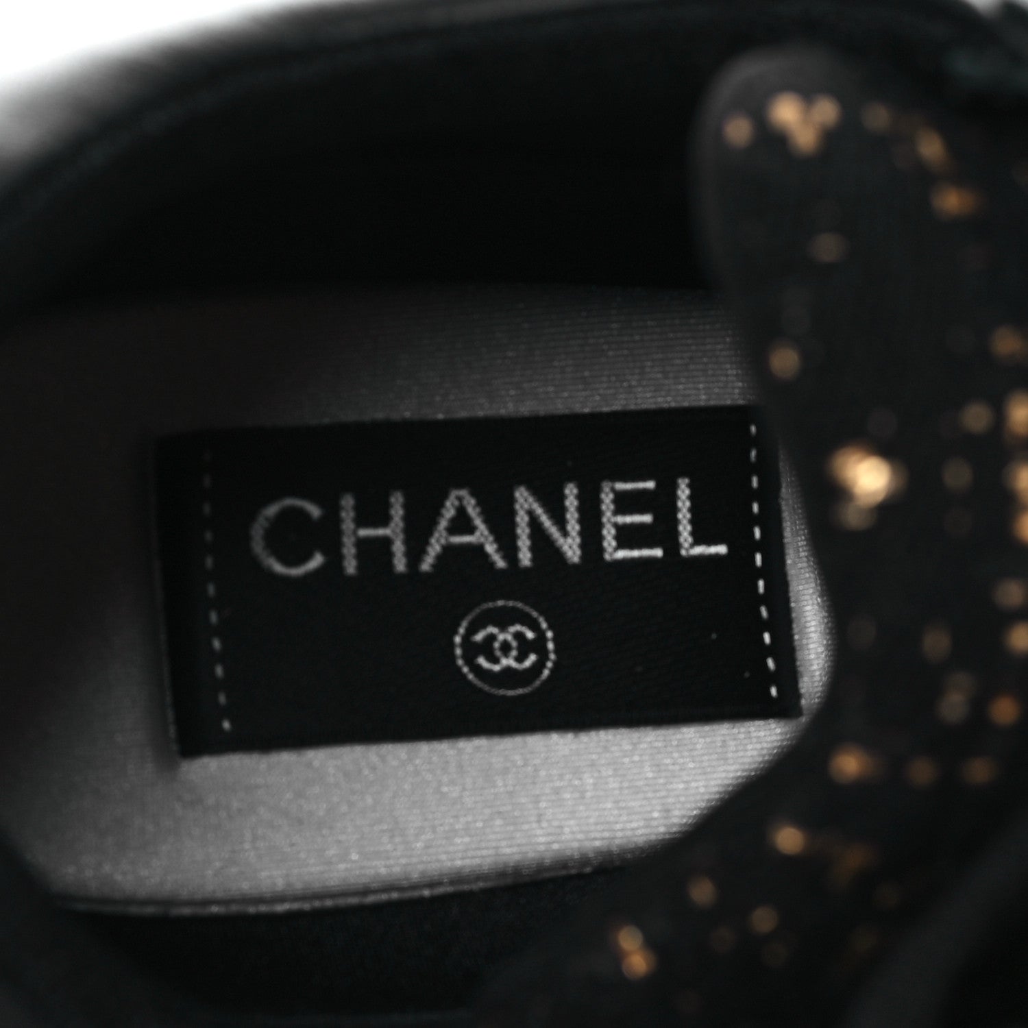 Chanel Suede Tweed CC Sneakers 38 Black Gold 8 of 10