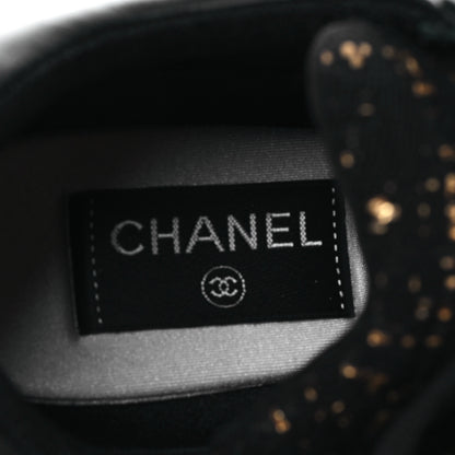 Chanel Suede Tweed CC Sneakers 38 Black Gold 8 of 10