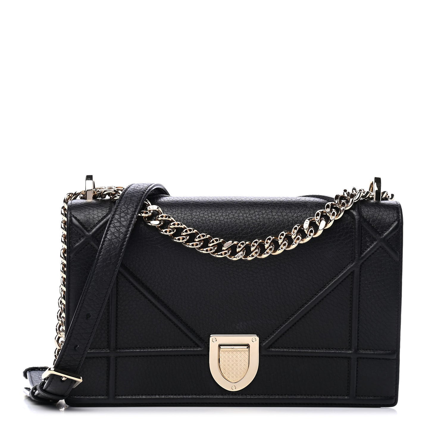 Grained Calfskin Medium Diorama Flap Bag Black