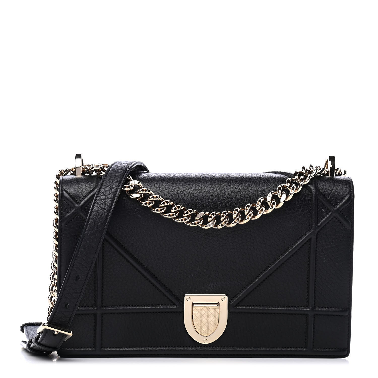 Christian Dior Grained Calfskin Medium Diorama Flap Bag Black 1 of 4