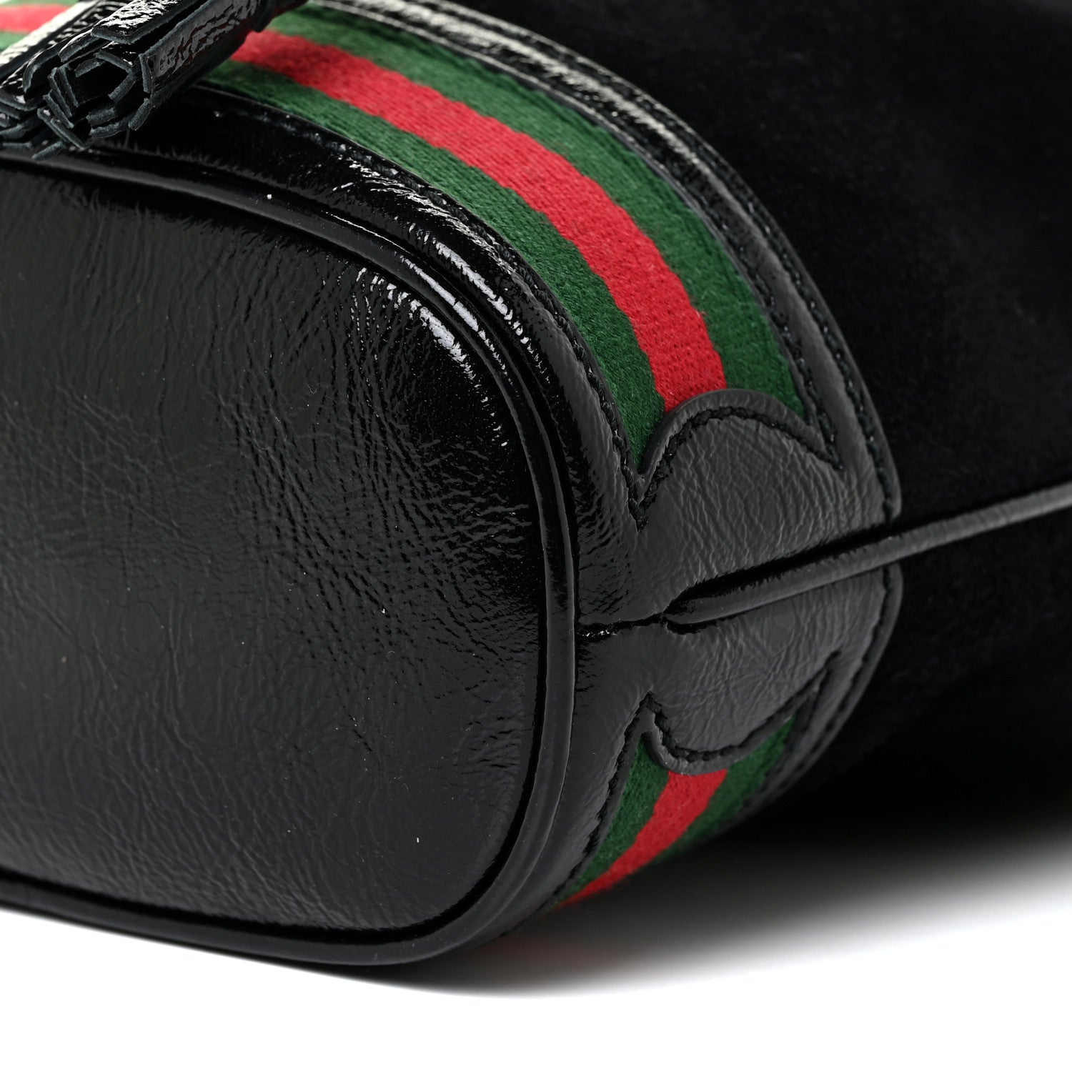 Gucci Suede Patent Web Mini Ophidia Bucket Bag Black 10 of 10