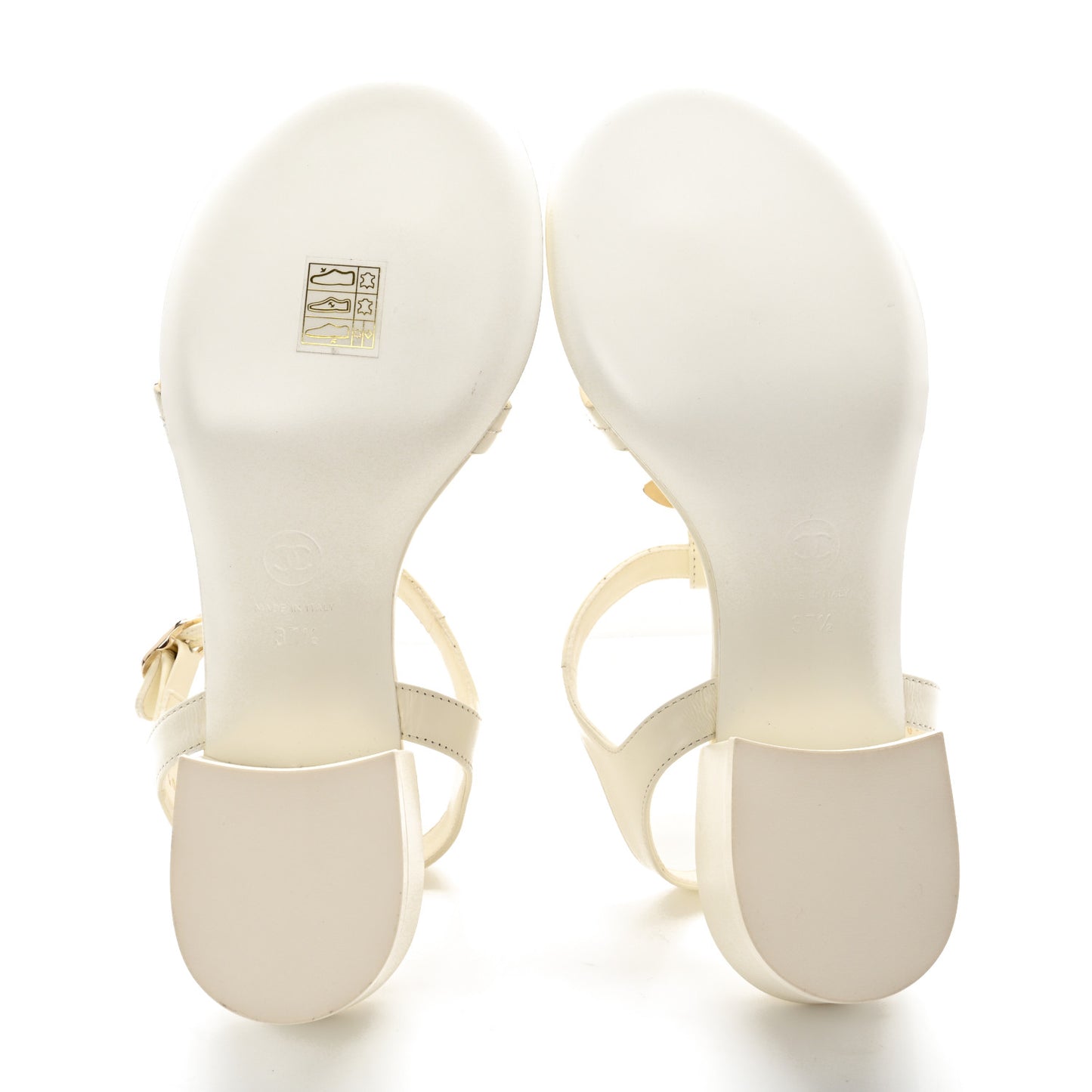 Lambskin CC Logo Thong Sandals 37.5 White