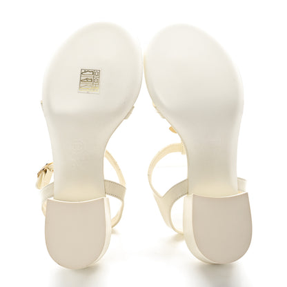Chanel Lambskin CC Logo Thong Sandals 37.5 White 6 of 10