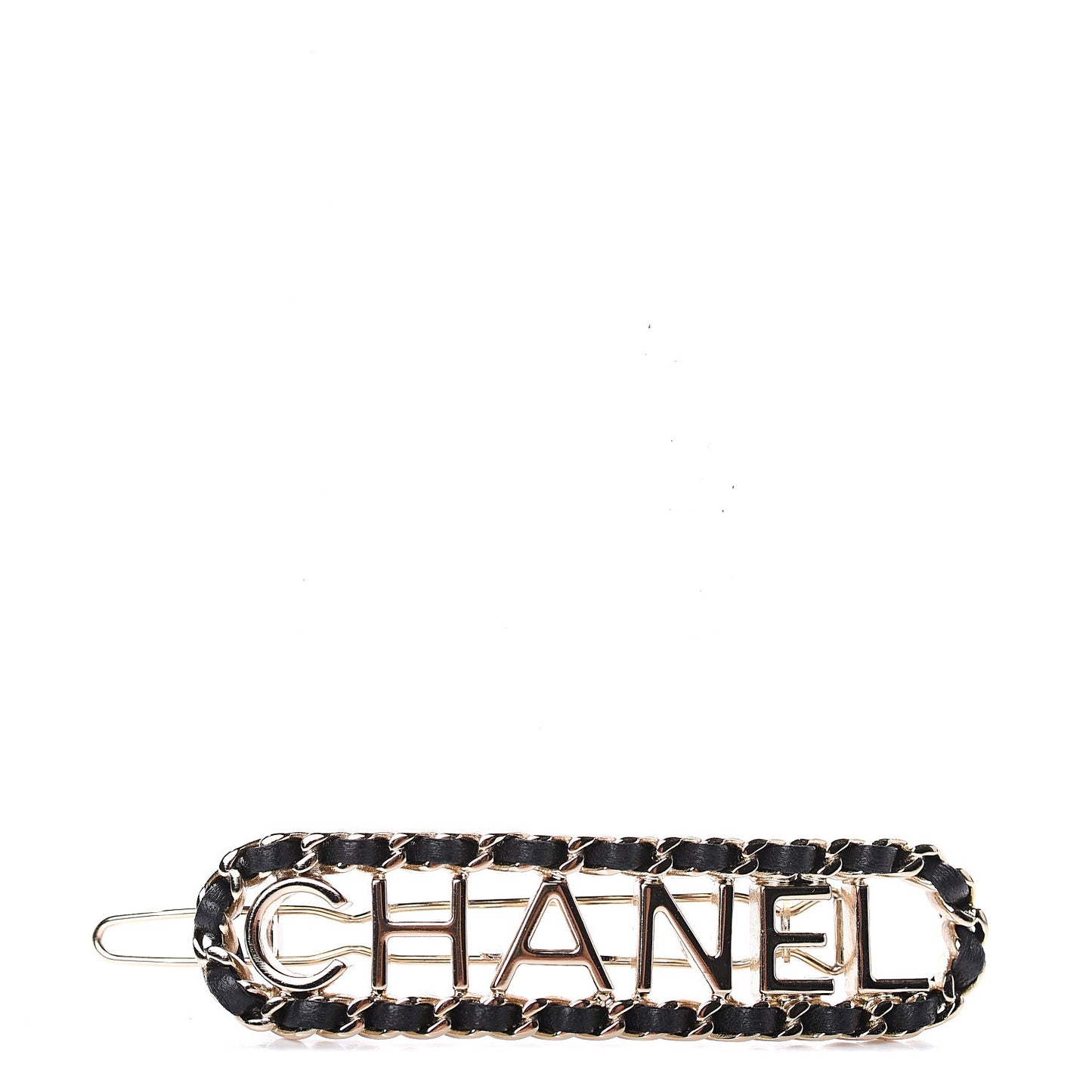 Metal Lambskin Vintage Allure Logo Hair Clip Black Gold