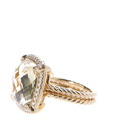 David Yurman 18K Yellow Gold Diamond Champagne Citrine 14mm Chatelaine Pave Bezel Ring 6 52 3 of 5