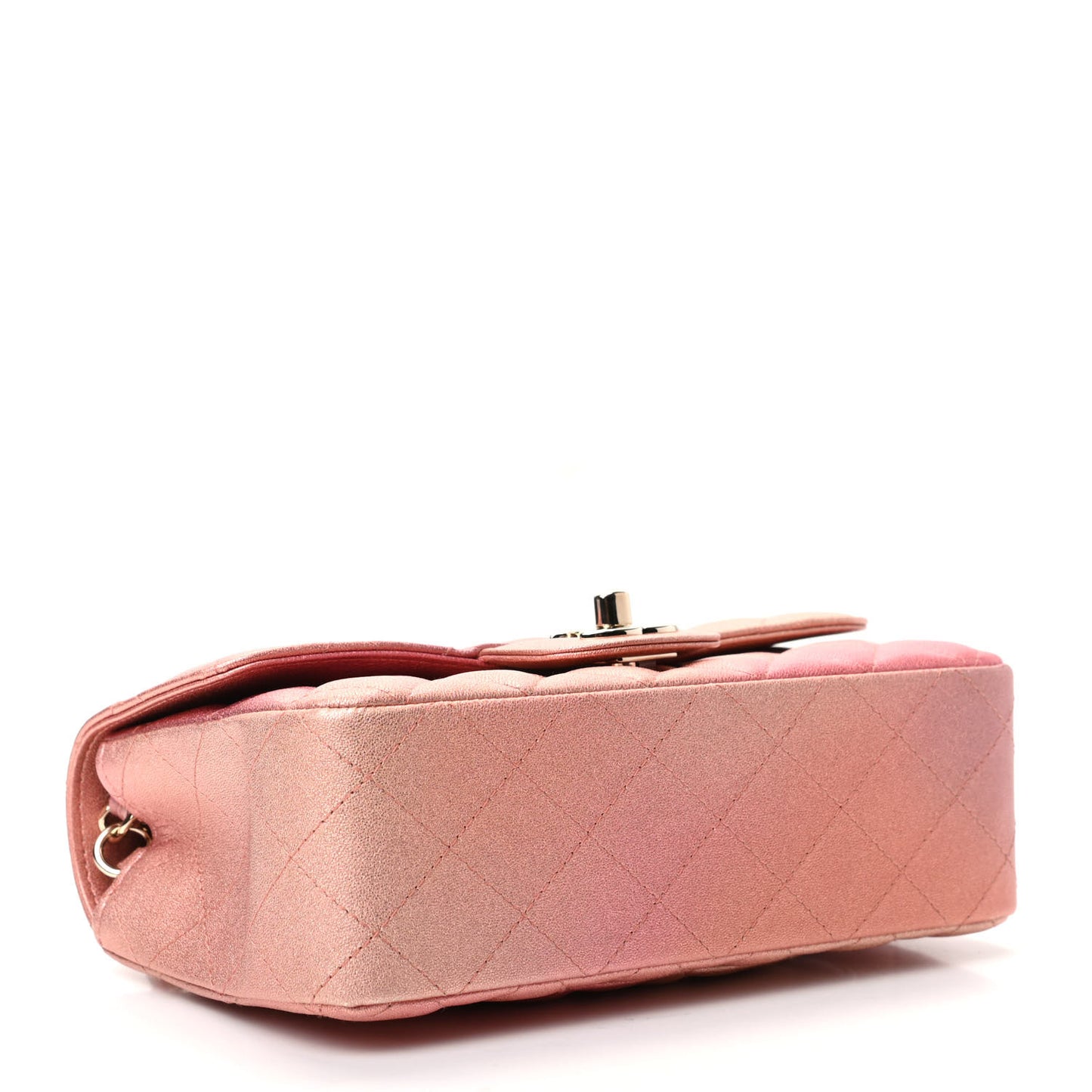 Metallic Lambskin Quilted Ombre Mini Rectangular Flap Pink