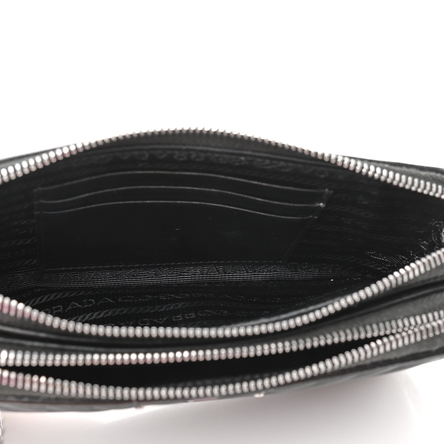 Prada Nappa Impunture Diagramme Mini Double Zip Chain Crossbody Bag Black 6 of 14