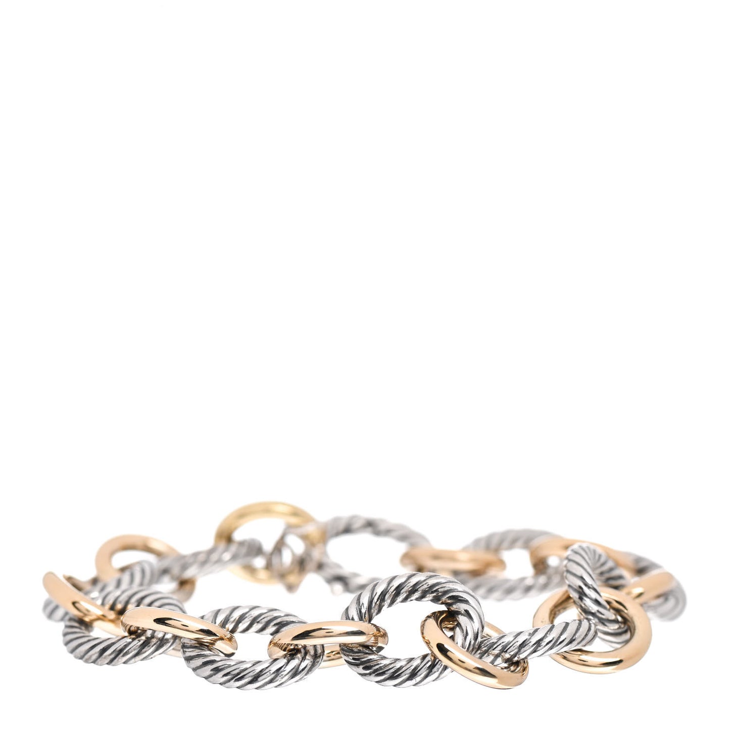 Sterling Silver 18K Yellow Gold 12mm Large Oval Link Bracelet