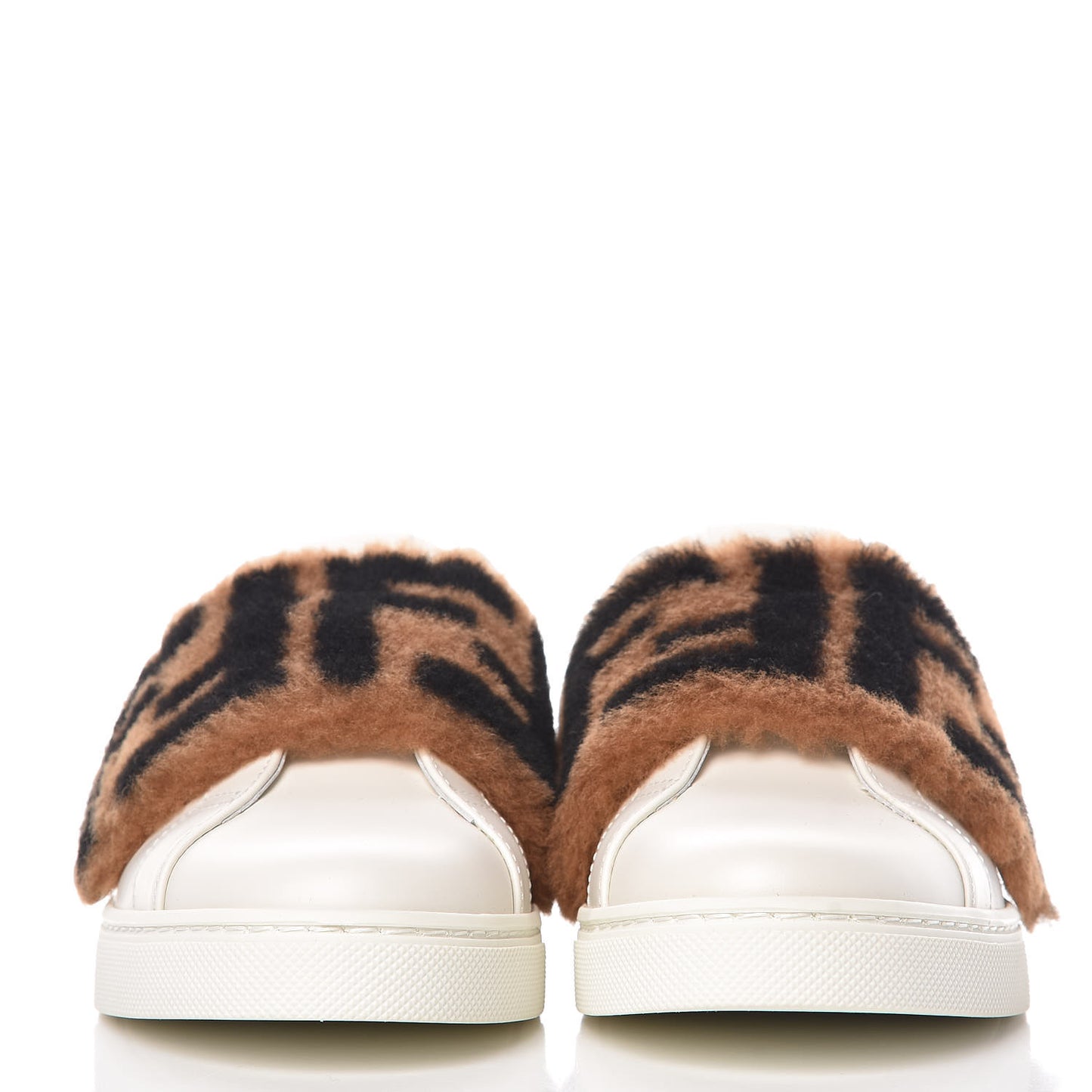 Vitello Shearling FF Velcro Slip On Sneakers 37 White