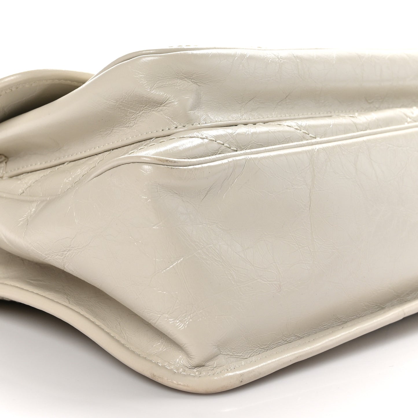 Crinkled Calfskin Matelasse Monogram Medium Niki Chain Satchel Ivory