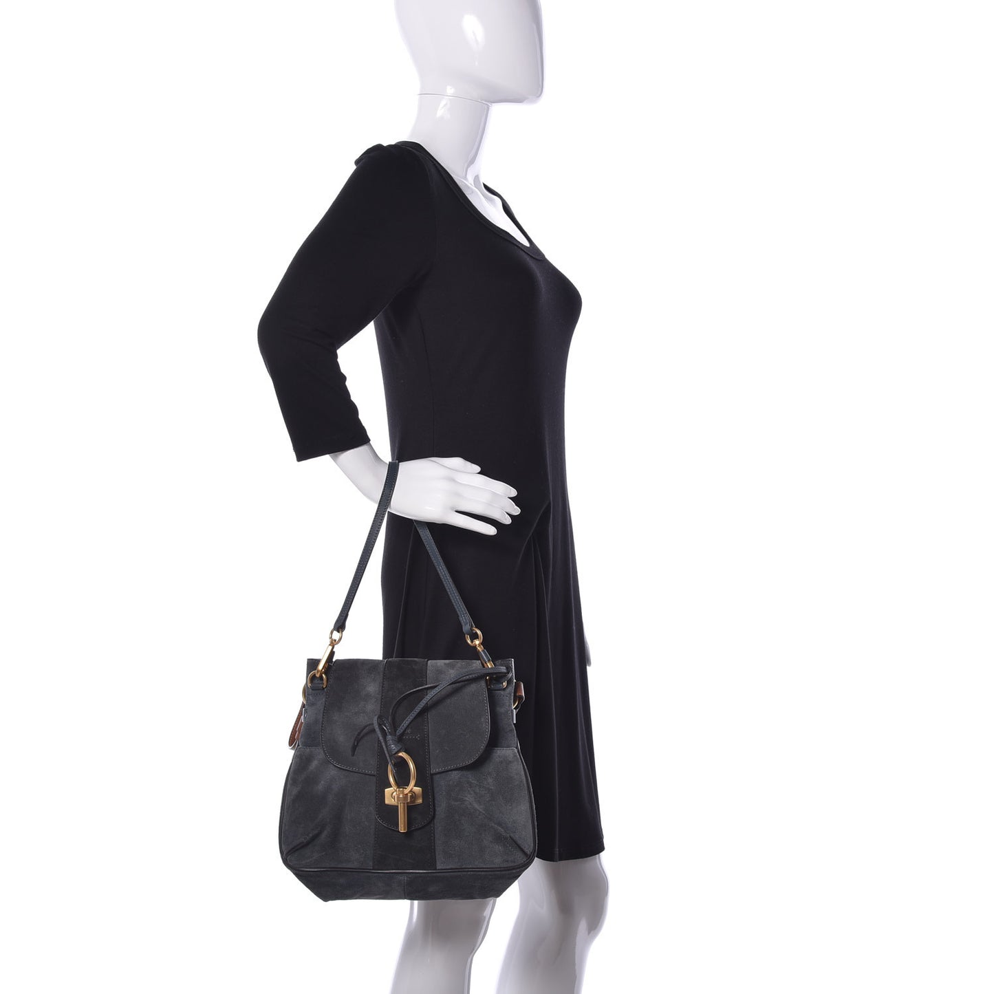 Suede Small Lexa Shoulder Bag Silver Blue