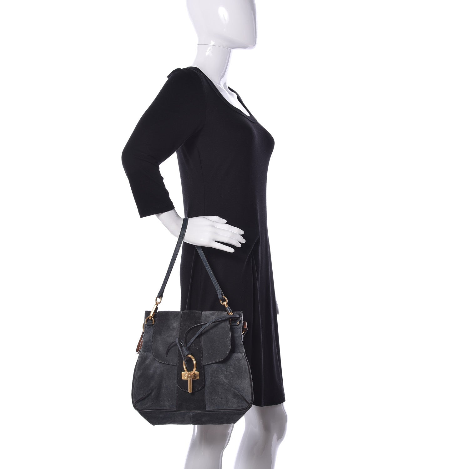 Chloe Suede Small Lexa Shoulder Bag Silver Blue 3 of 10