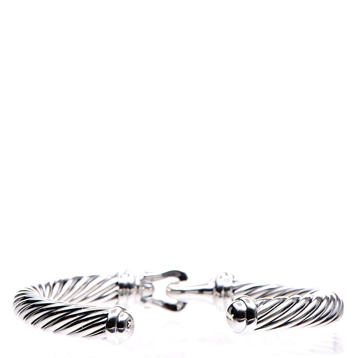 Sterling Silver Diamond 7mm Cable Buckle Cuff Bracelet