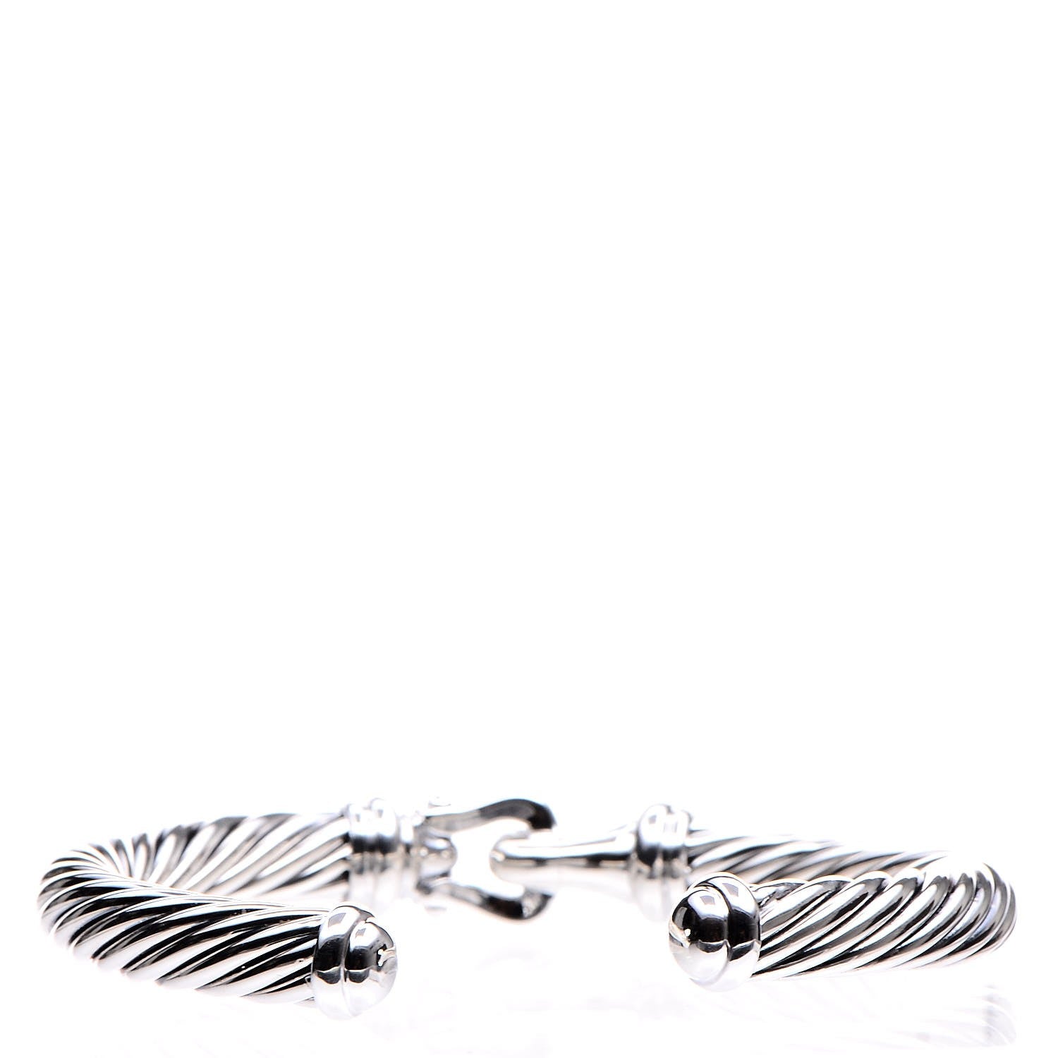 David Yurman Sterling Silver Diamond 7mm Cable Buckle Cuff Bracelet 3 of 6