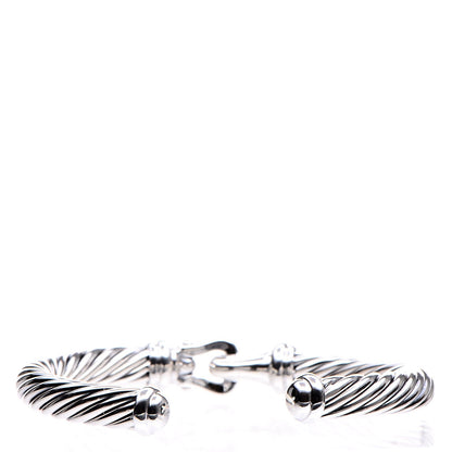 David Yurman Sterling Silver Diamond 7mm Cable Buckle Cuff Bracelet 3 of 6