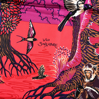 Hermes Silk Wild Singapore Scarf 90 Rouge Violet Beige 2 of 4
