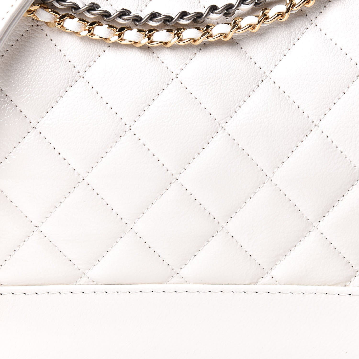 Chanel Patent Goatskin Quilted Medium Gabrielle Hobo White 8 of 11