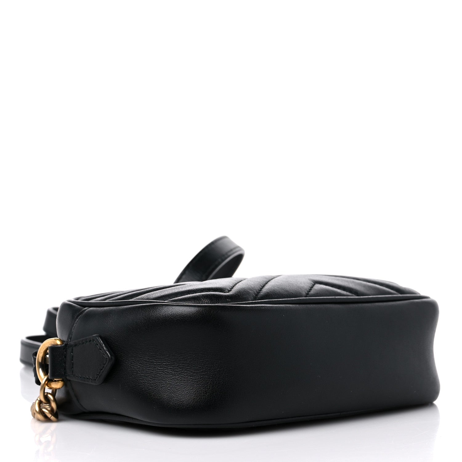 Gucci Calfskin Matelasse Mini GG Marmont Chain Shoulder Bag Black 4 of 13