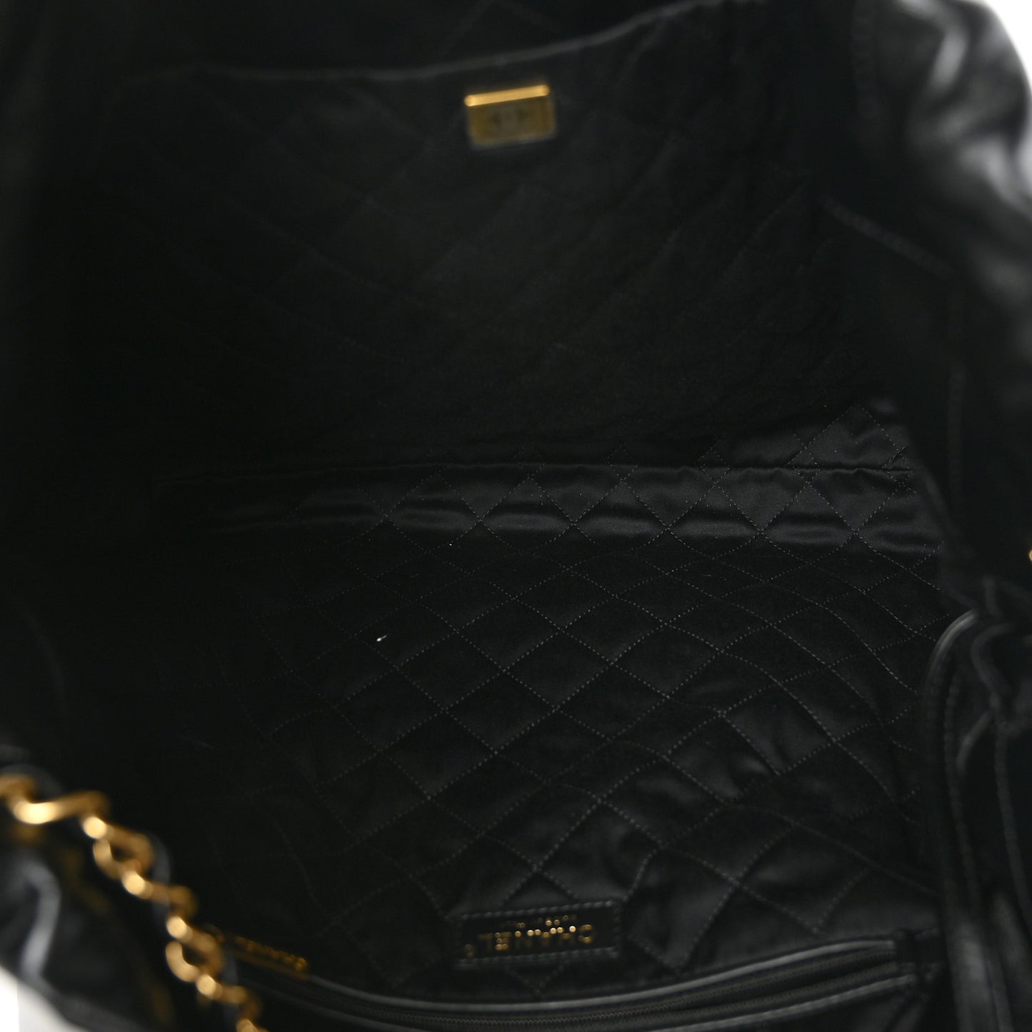 Shiny Calfskin Quilted Large Chanel 22 Black
