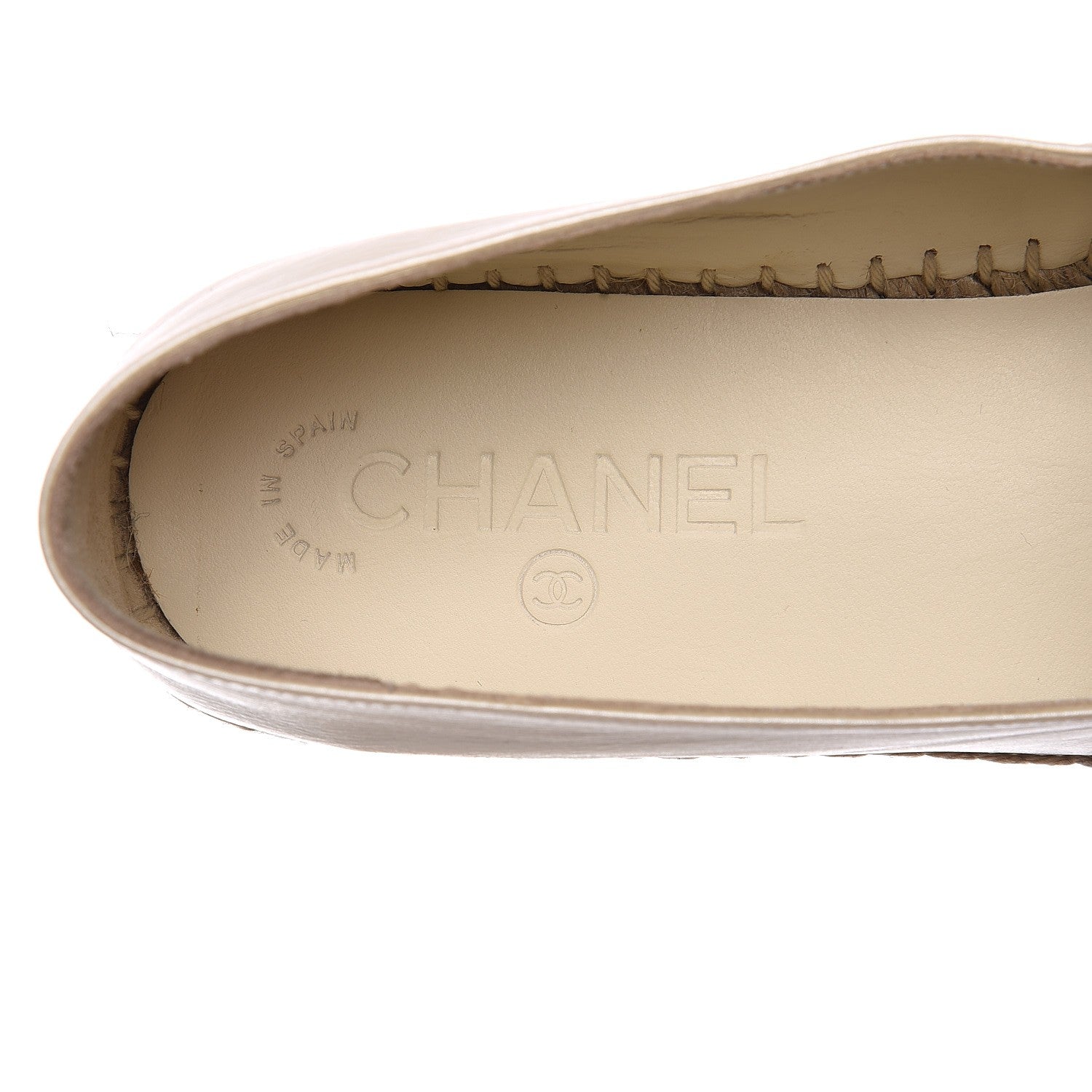 Chanel Metallic Calfskin Grosgrain CC Espadrilles 39 Ivory Black 5 of 10