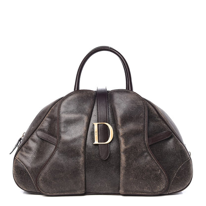 Christian Dior Distressed Calfskin Saddle Bowler Brown 1 of 11