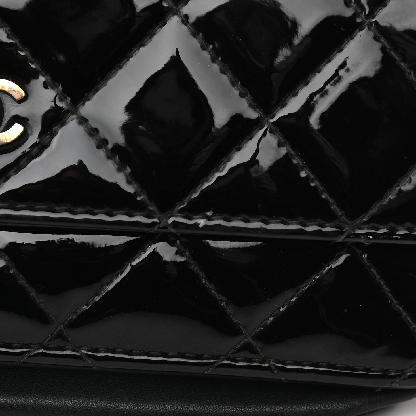Patent Quilted Wallet On Chain WOC Black