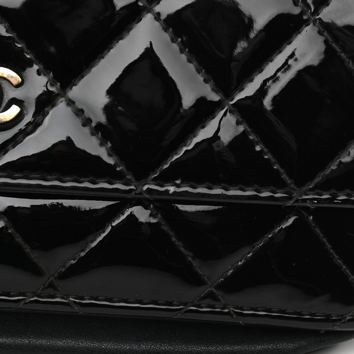 Chanel Patent Quilted Wallet On Chain WOC Black 12 of 13