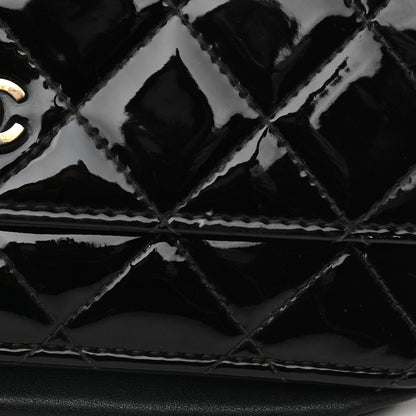 Chanel Patent Quilted Wallet On Chain WOC Black 12 of 13
