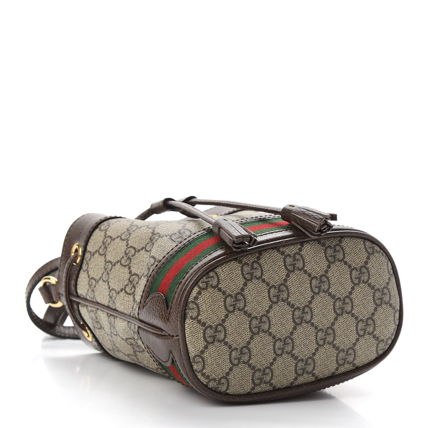 GG Supreme Monogram Web Mini Ophidia Bucket Bag Brown