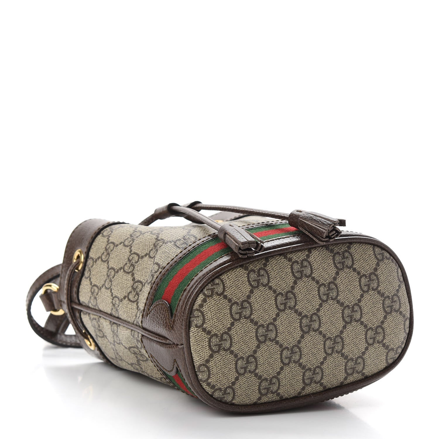 Gucci GG Supreme Monogram Web Mini Ophidia Bucket Bag Brown 4 of 9