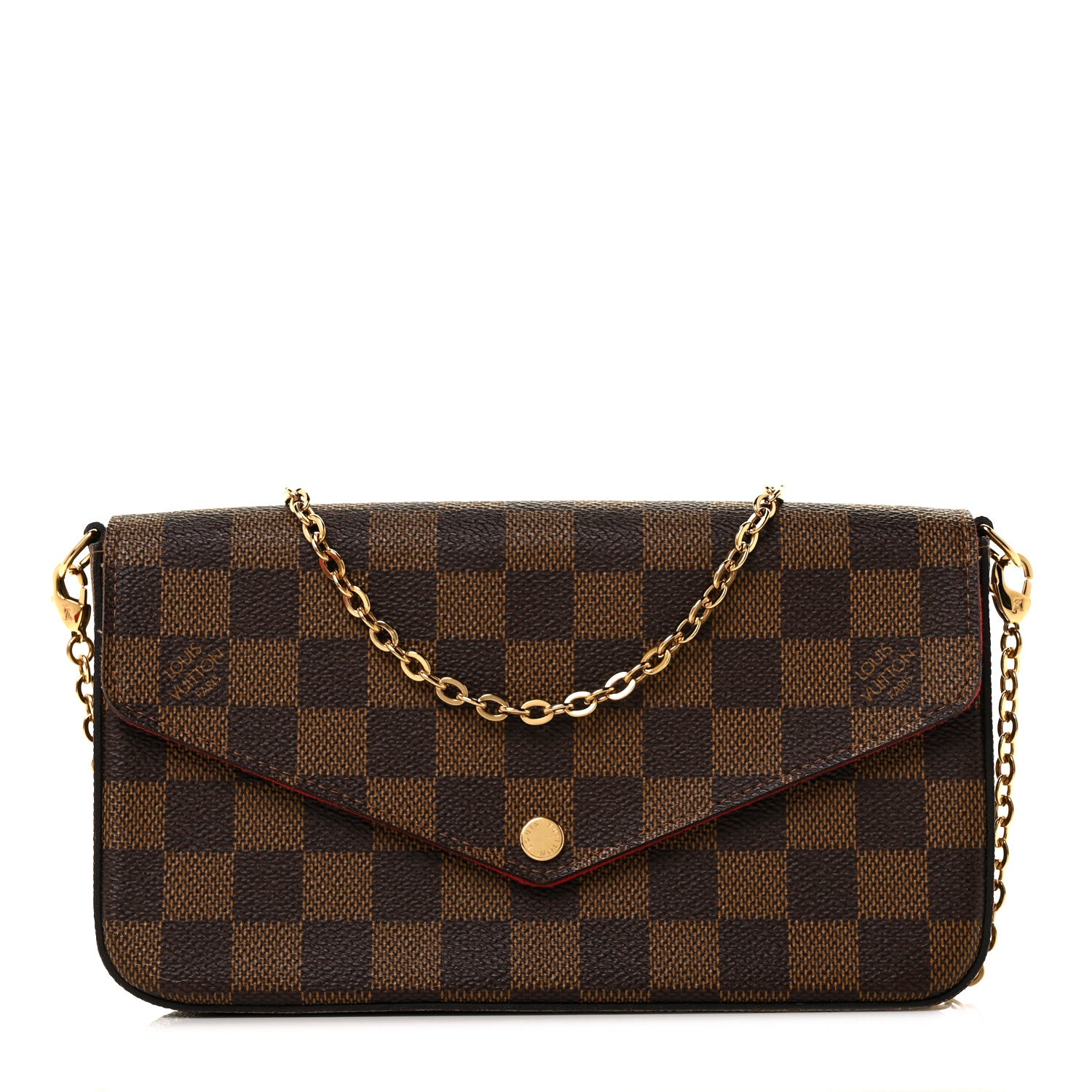 Louis Vuitton Damier Ebene Pochette Felicie Chain Wallet 1 of 10
