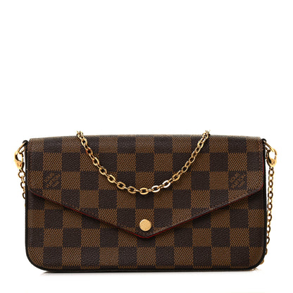 Louis Vuitton Damier Ebene Pochette Felicie Chain Wallet 1 of 10