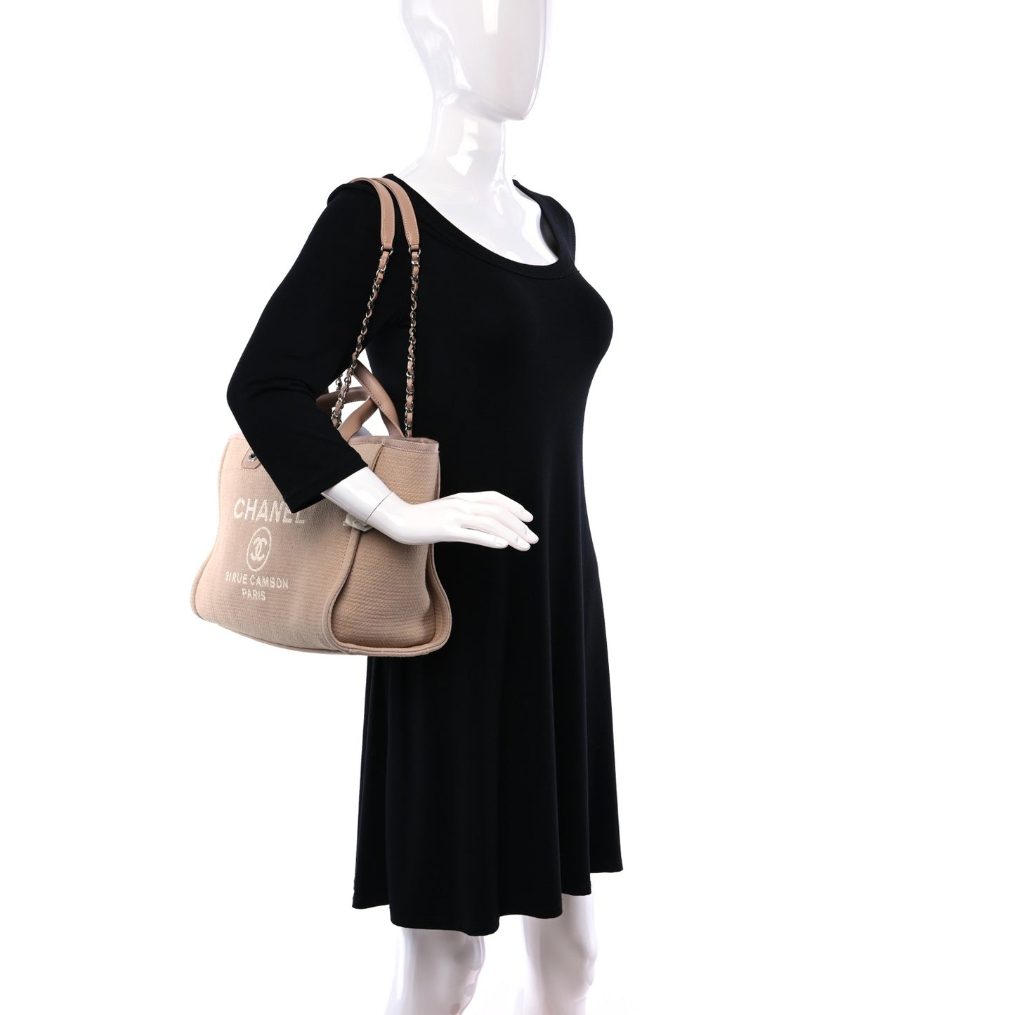 Mixed Fibers Small Deauville Tote Beige