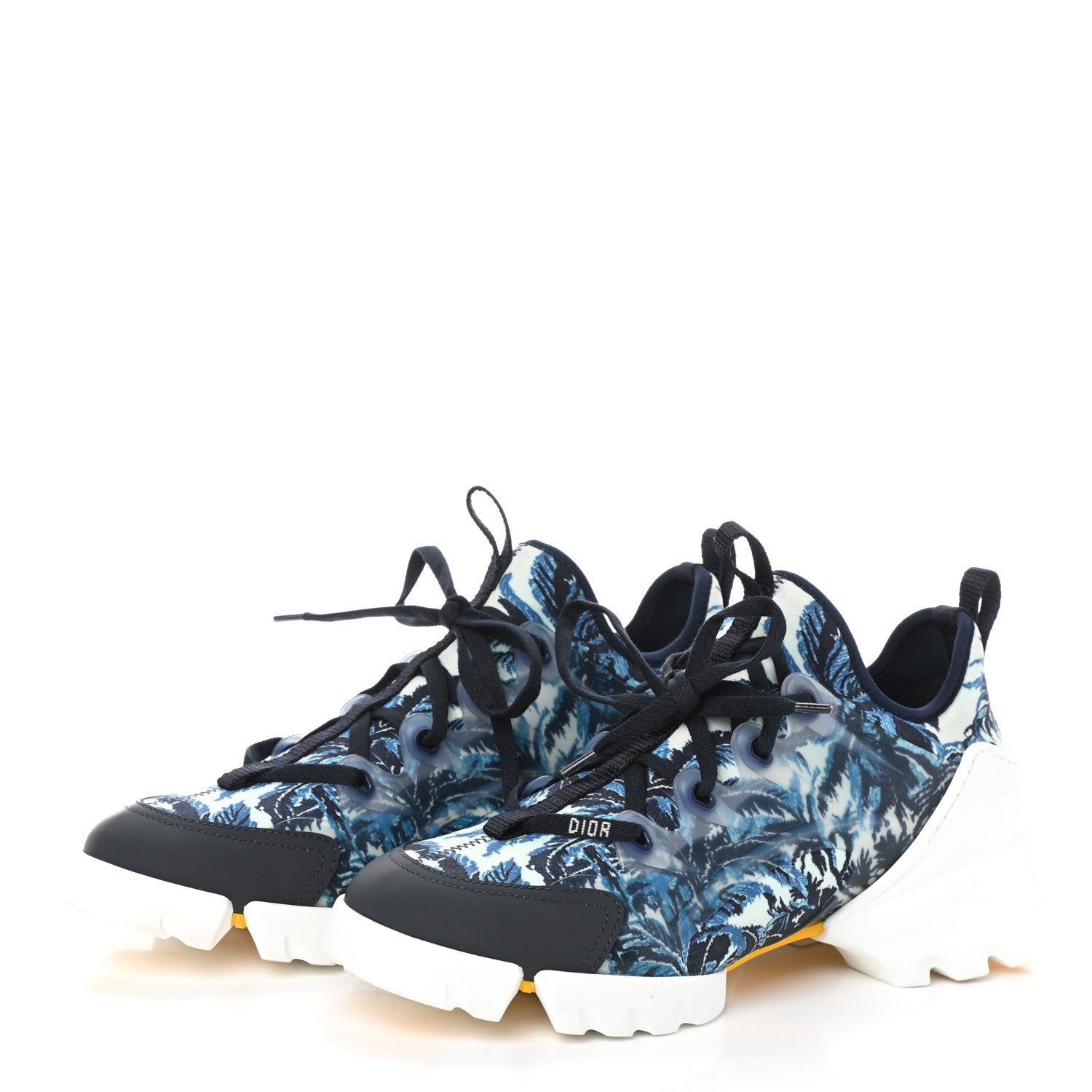 Christian Dior Neoprene Rubber Dior Palms Print Womens D-Connect Sneakers 39 Indigo Blue 3 of 7