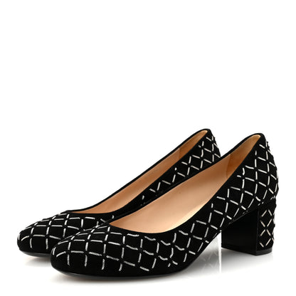 Chanel Kid Suede Chain Quilted Pumps 40 Black 4 of 9