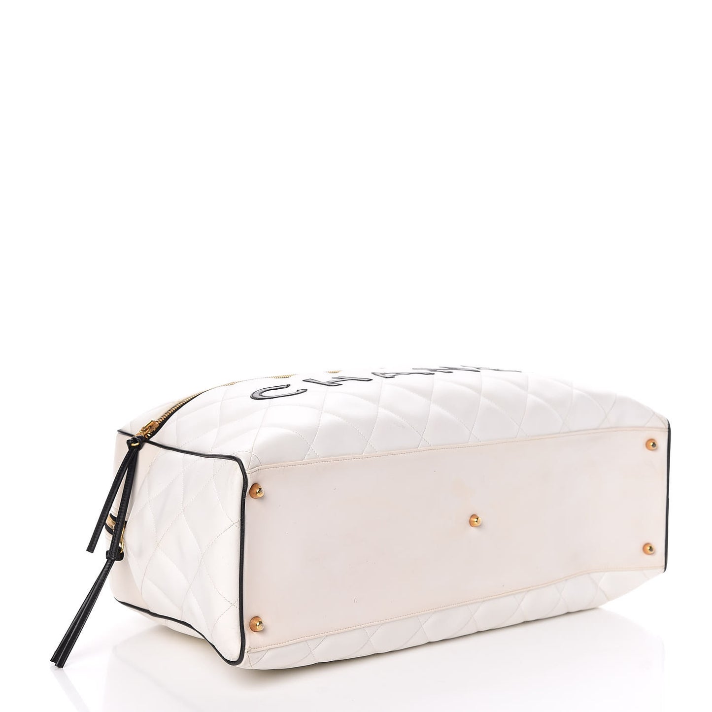 Calfskin Quilted Large Bowler White