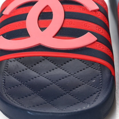 Chanel Rubber CC Flat Slide Sandals 37 Pink Red 6 of 6