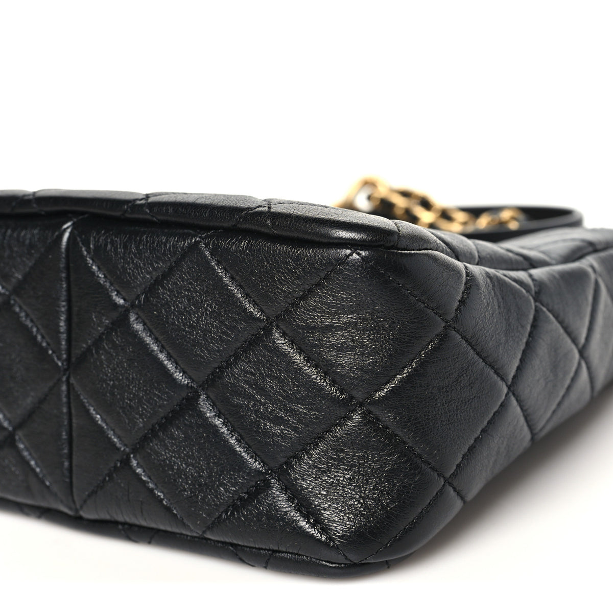Shiny Lambskin Quilted CC Hobo Black